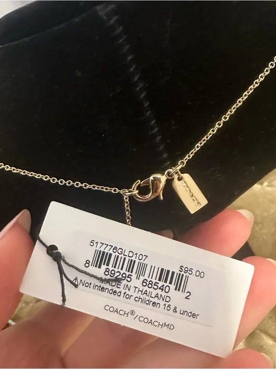 NWT! COACH Mother Of Pearl Signature Coin Pendant Necklace - Picture 6 of 6